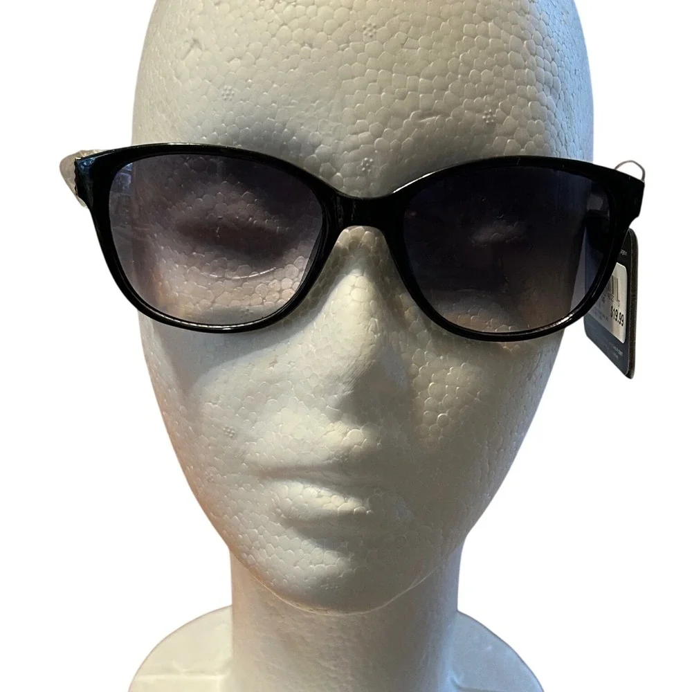 Foster Grant MaxBlock Sunglasses‎ Black Gold Crystal Detail 44990FGX001 FWG NWT